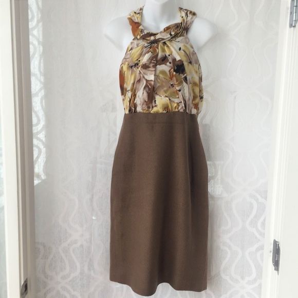 Worth Dresses & Skirts - Worth 100% Silk Brown Floral High Neck Dress